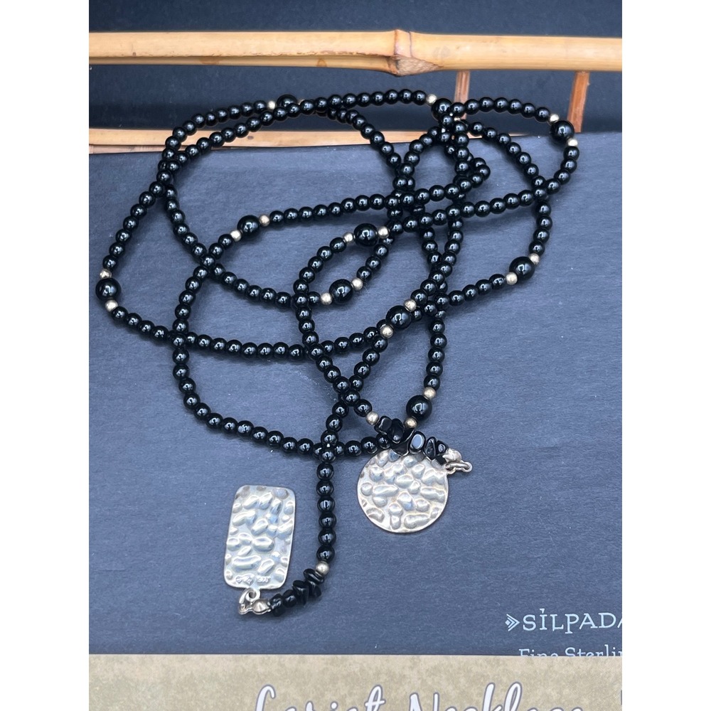 Silpada Black Onyx sterling silver Lariat Hammered silver - Picture 8 of 9